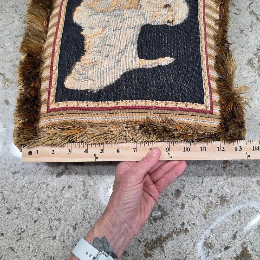 Vintage Westie Dog Tapestry Throw Pillow Fringe Trim West Highland Terrier 14x13
